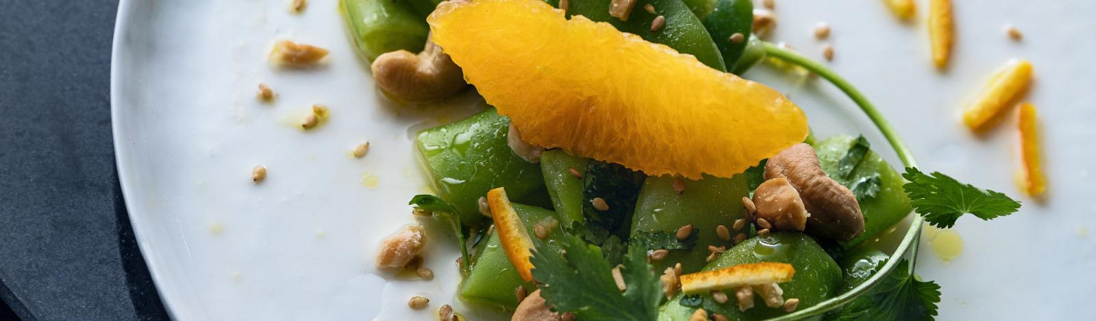 Salade tonique haricots plats agrumes Salade tonique haricots plats agrumes